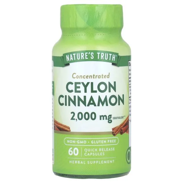 ناتشرز تروث‏, قرفة سيلانية مركزة Ceylon Cinnamon ، 2000 ملجم، 60 كبسولة